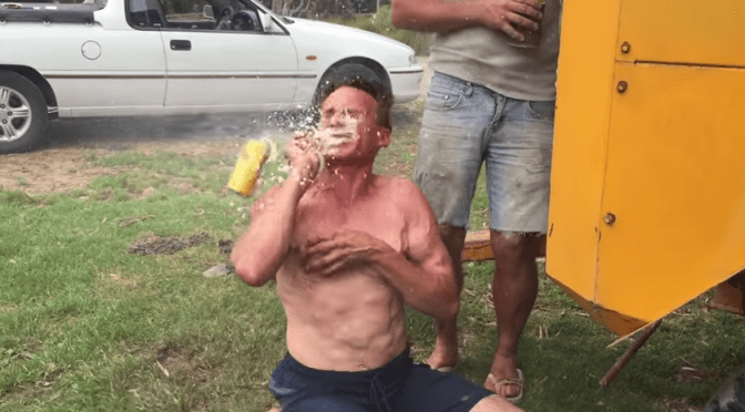 Battle of The Century- A Redneck drinking a beer vs. An Air compressor