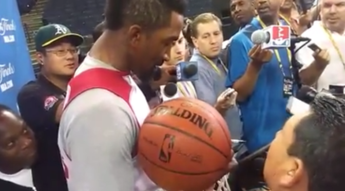 Funny video: JR Smith and Guillermo from Jimmy Kimmel joke around at NBA Finals Media Day