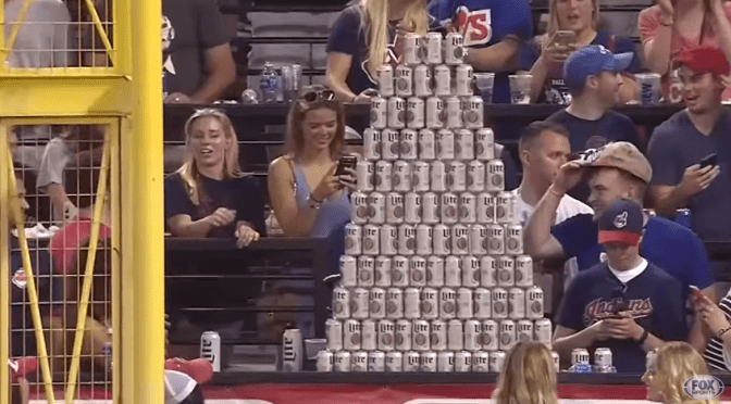 Indians Fans Constructed A Big Ass Beer Pyramid In Right Field Last Night