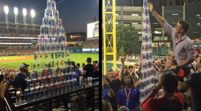 Indians Fans Built Another Beautiful Beer Pyramid At Progressive Field Last Night